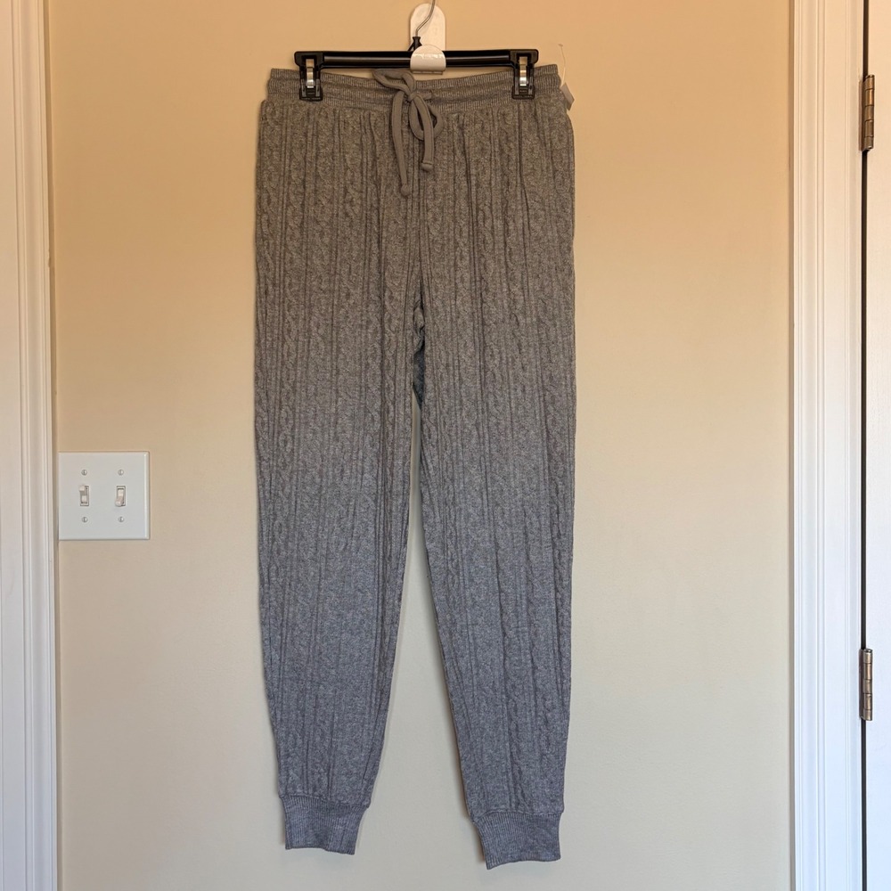 State of Day Gray Cozy Cable Knit Lounge Sleep PJ Pajama Pants Small NEW NWT